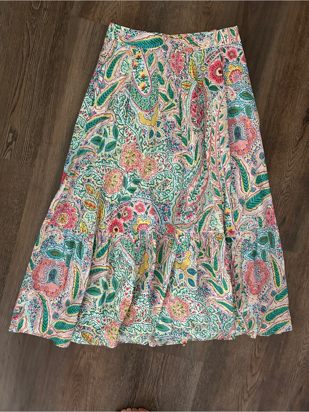 Talbots Paisley Floral A-Line Skirt in Pink, Green, Yellow, Blue